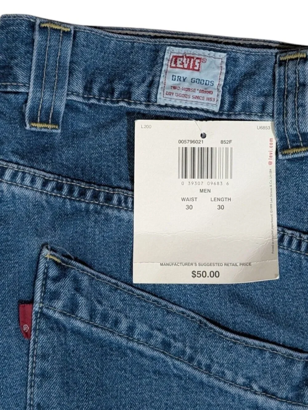 Deadstock Vintage Levis Dry Goods Carpenter Jeans Men 30x30 NWT Medium Wash 90s